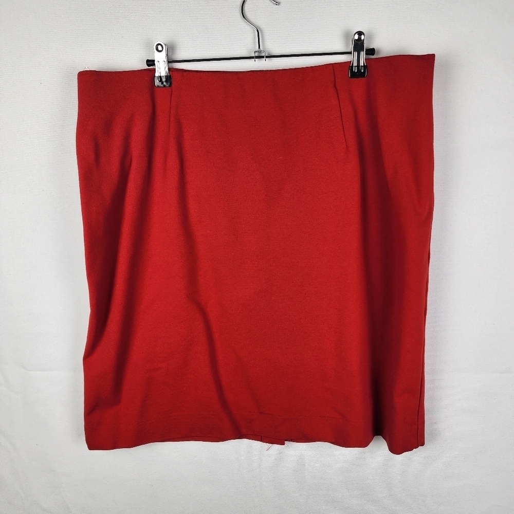 J Jill Red Pull On Pencil Mini Skirt Stretch Size  Large Basic Minimalist Office